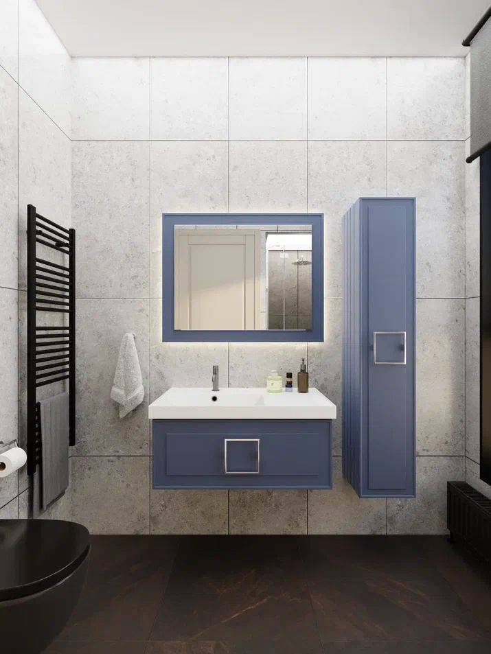 Купить тумба под раковину la fenice cubo blu grigio 90 см синяя матовая ...